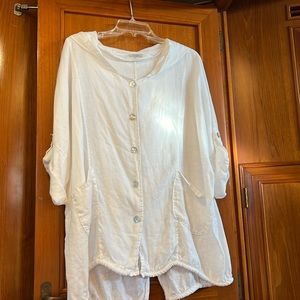 Pure white linen oversized hoodie…